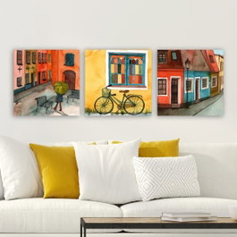 Wallity DRPRC18 Conjunto de 3 Pinturas Decorativas en Lienzo Multicolor